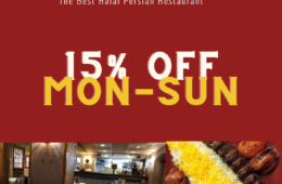 15% off Dine-in from Mon through Sun
